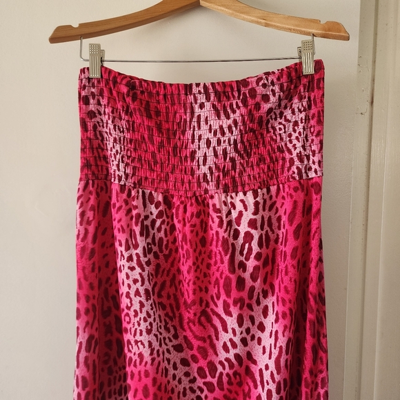 The Arte by Zenana Pink Cheetah Print Strapless Maxi Dress Size M - Picture 3 of 6